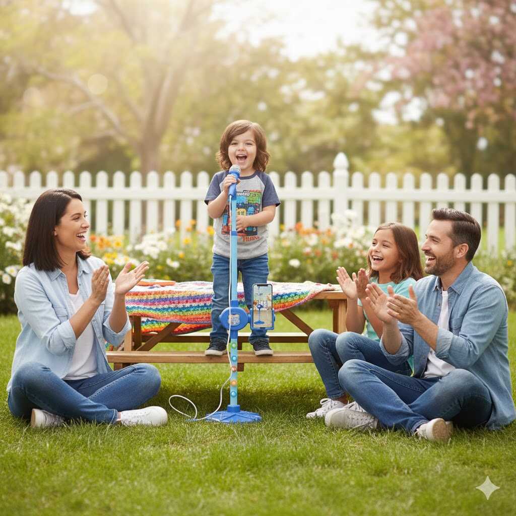 Légy te a színpad királya - Mikrofon állvánnyal gyerekeknek , bluetooth kapcsolat és fényekkel - Image 4