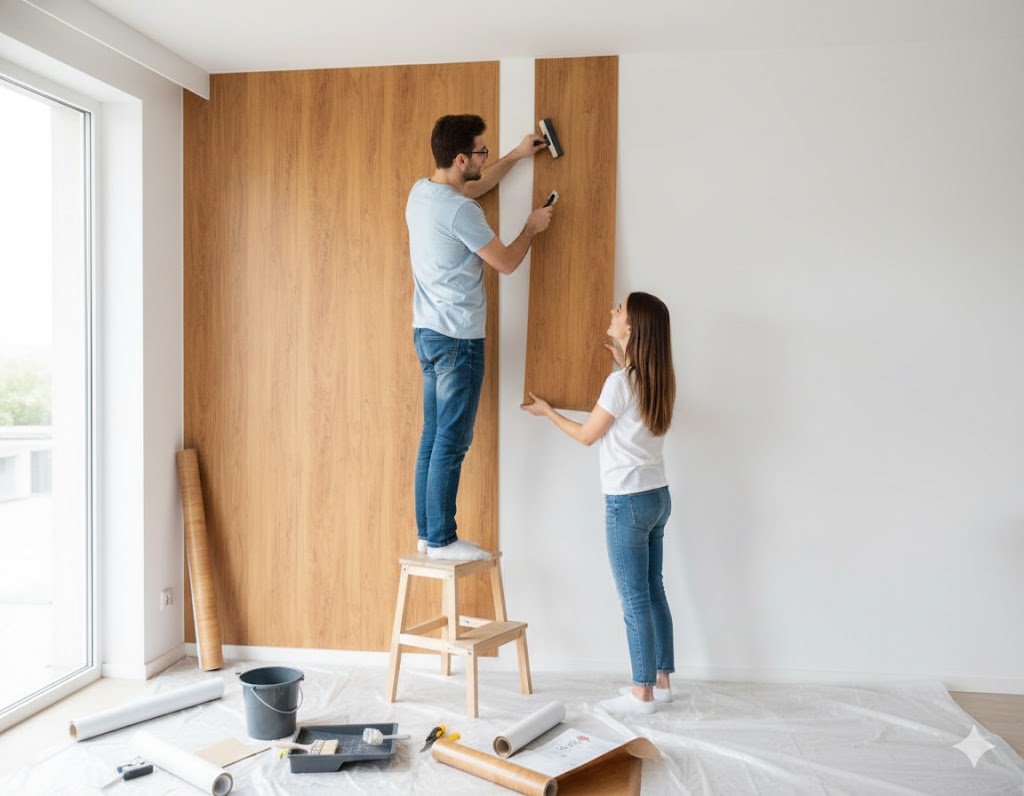 Prémium Mahagóni Faerezetű Öntapadós Tapéta 45cm x 10m - Torch - Image 4