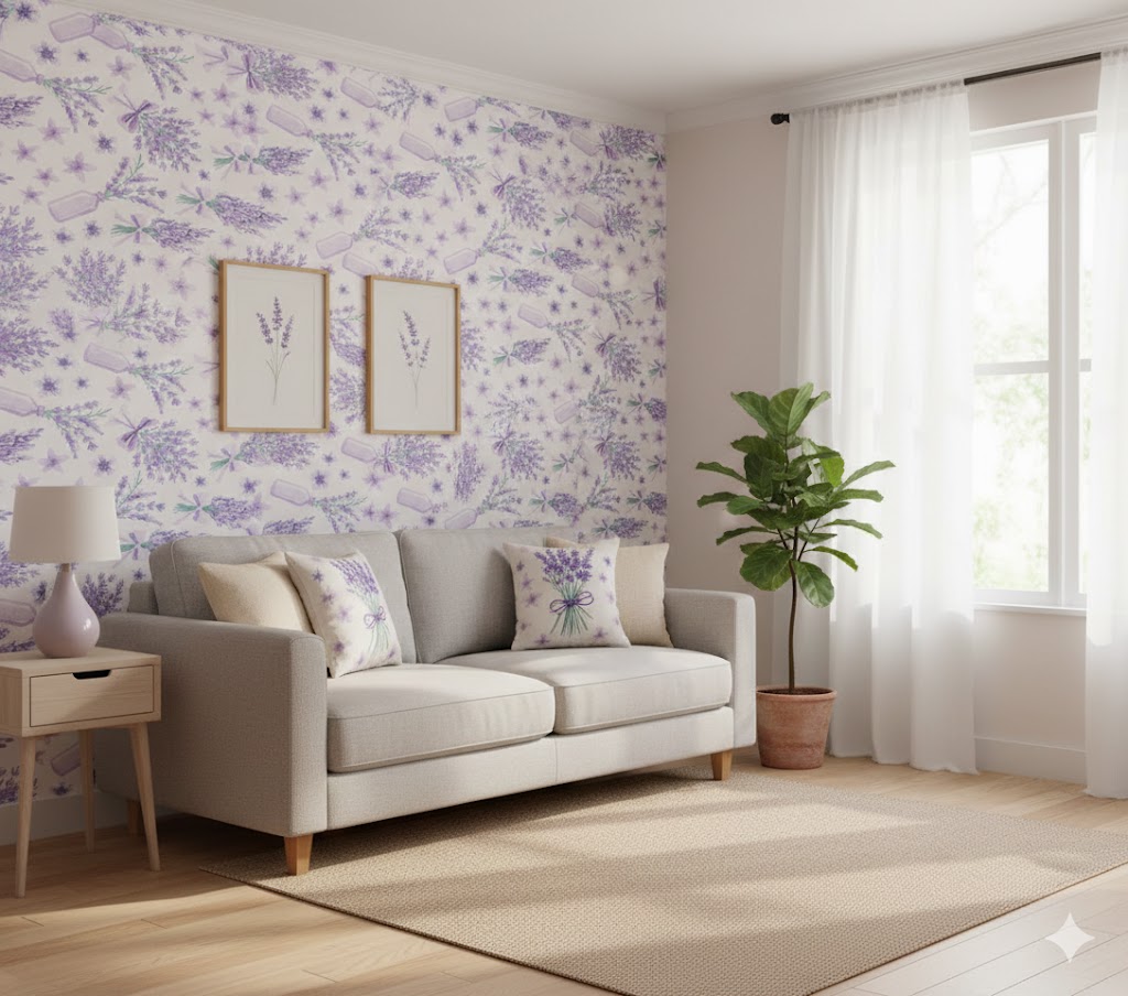 Levendulás és Fiola Mintás Öntapadós Tapéta 45cm x 10m - Torch - Image 3