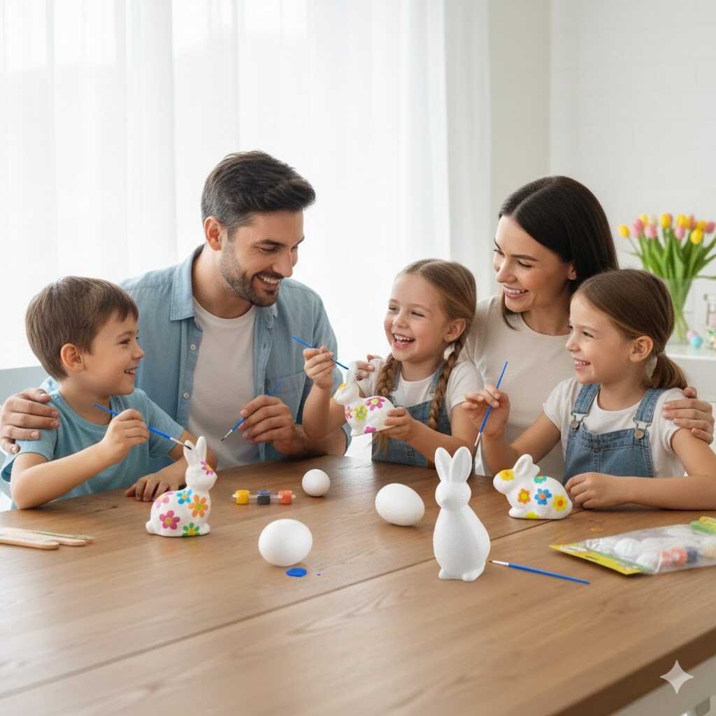 Húsvéti festhető nyuszi és tojás kreatív szett ecsettel és festékkel - Image 5