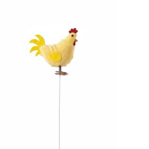 Húsvéti kis tyúk figura pálcikán színes szárnyakkal 10 cm KTM