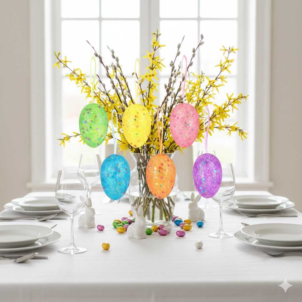 Húsvéti színes csillámos dekorációs tojás szett virágmintával 5x7 cm 6 db/csomag KTM - Image 5