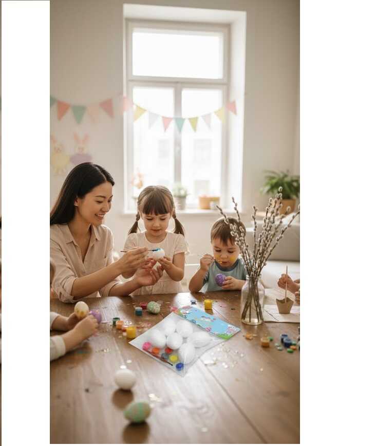 Húsvéti kreatív tojásfestő készlet fehér tojásokkal és ecsettel 4x6 cm KTM - Image 4