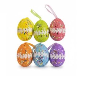 Húsvéti színes mintás akasztható dekorációs tojás szett 5x7 cm 6 db/csomag KTM