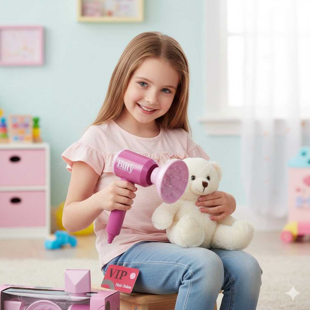 Kislány játék hajszárító szett - Rózsaszín hajszalon - Image 4