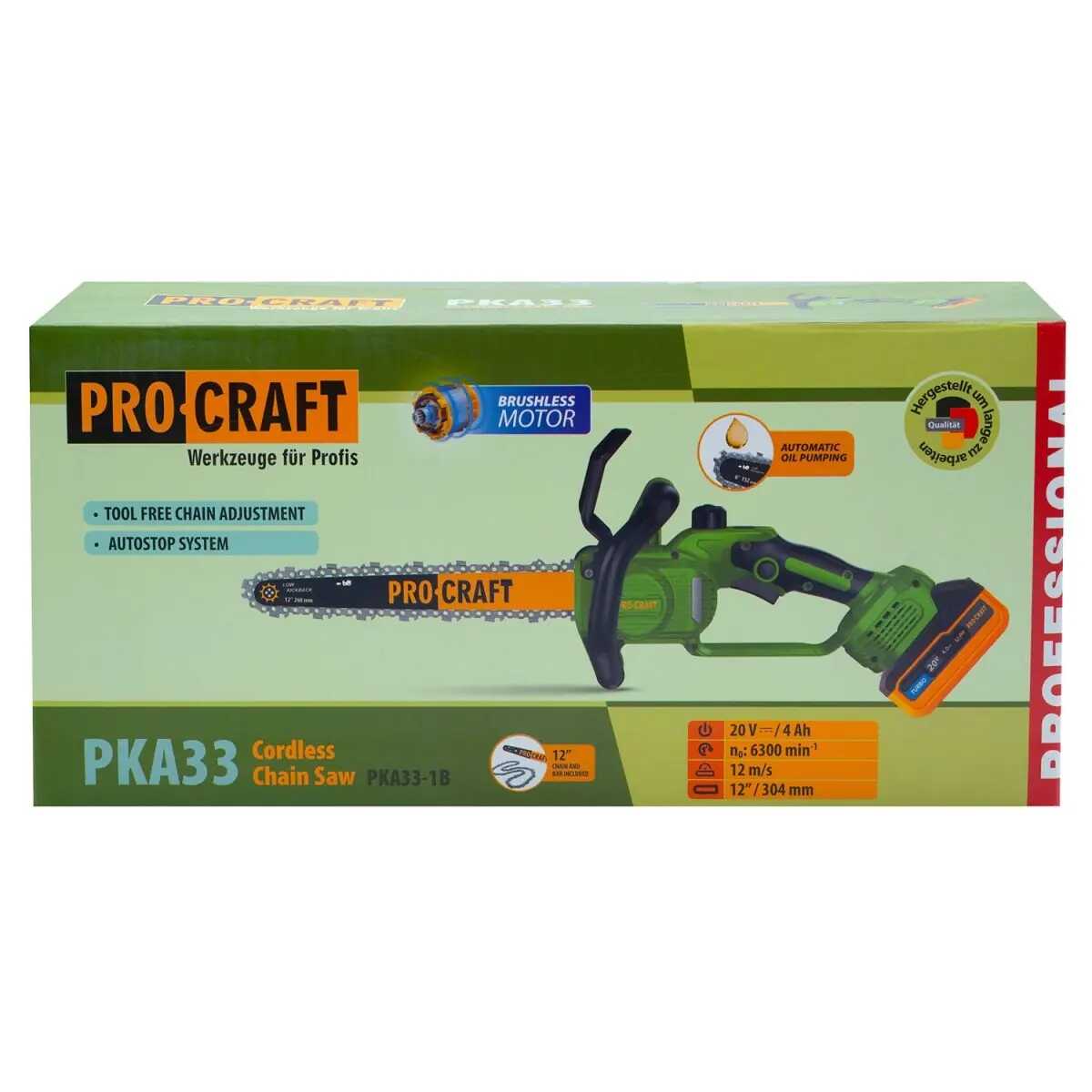 Akkumulátoros Láncfűrész 30cm (Brushless) 20V PKA33 PROCRAFT - Image 5