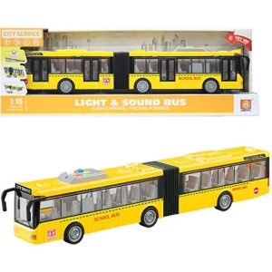 Sárga csuklós iskolabusz fény és hanghatásokkal , 43 x 9 x 6 cm