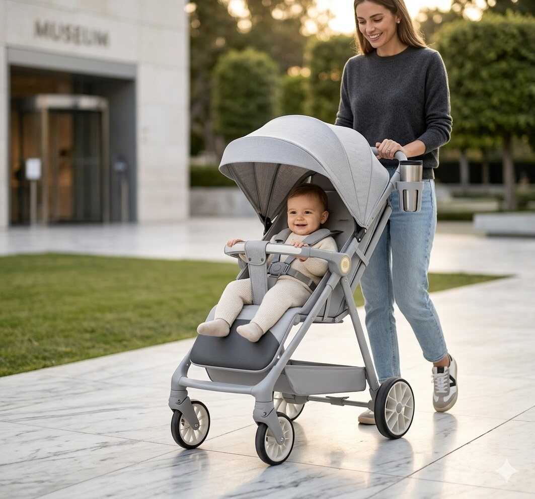 Összecsukható 3 az 1 ben Sport babakocsi 6-36 Hónapos korig szürke színben - Image 4