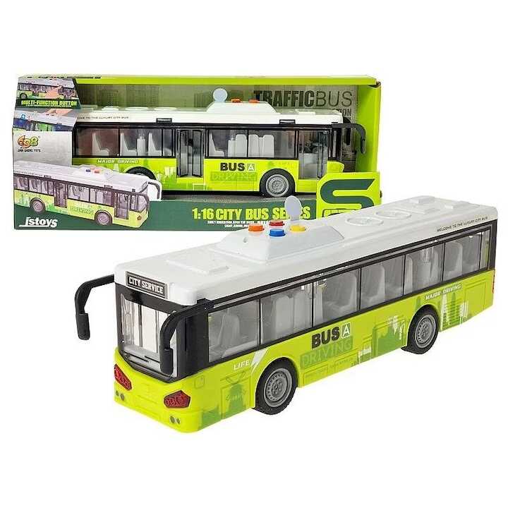 Városi autóbusz fény és hanghatásokkal , 28,5 cm