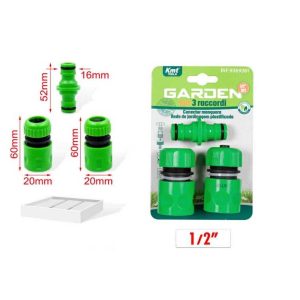 Kerti tömlőcsatlakozó készlet 3 részes gyorscsatlakozó és toldó szett 1/2" Kmt TOOLS
