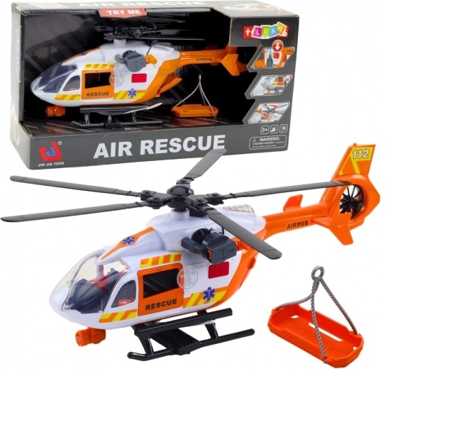 Mentőhelikopter mozgó rottoral , hang és fényhatássokkal ,32 x 12 x 10,5 cm