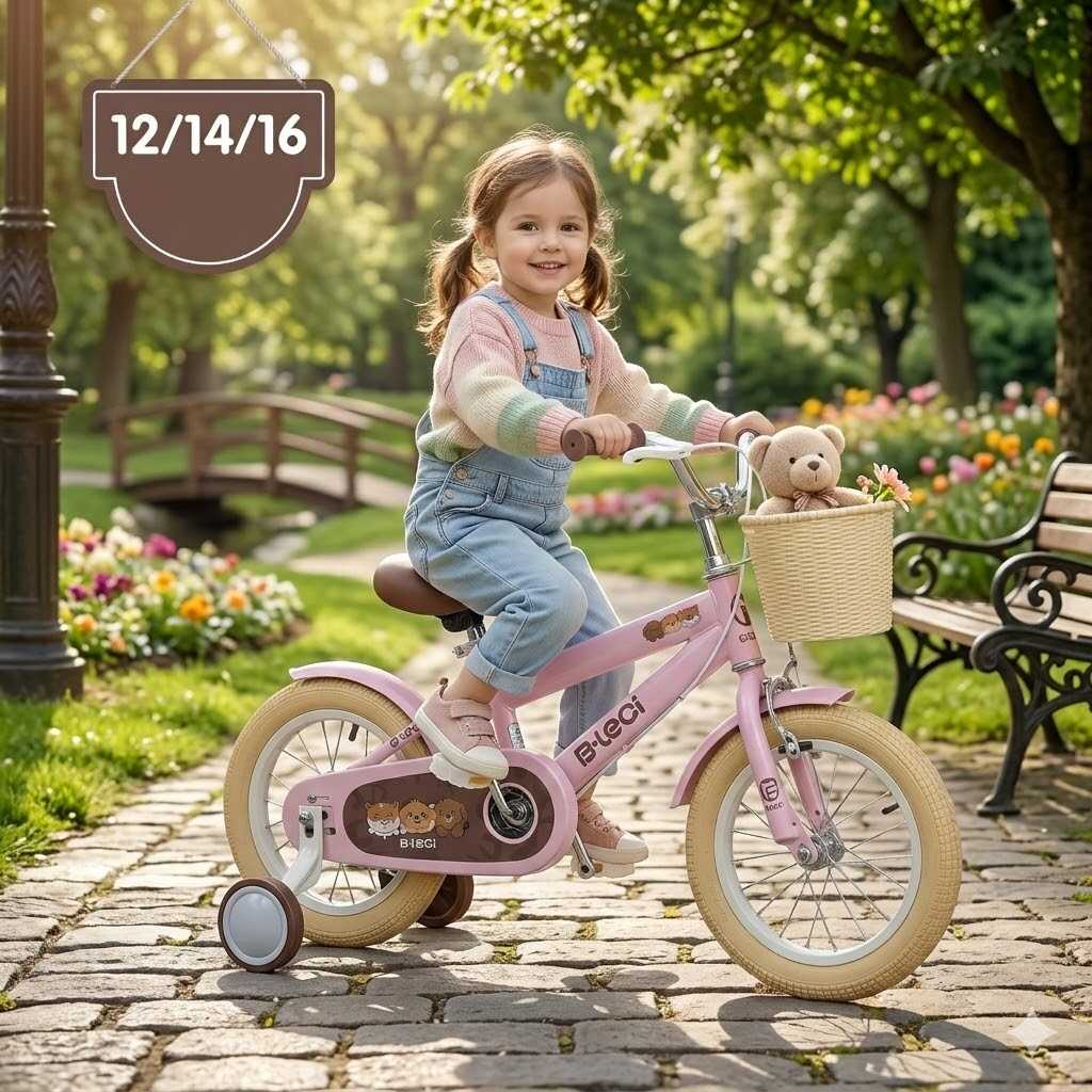 Kislány 14 " rózsaszín gyermek kerékpár kosárral és pótkerékkel