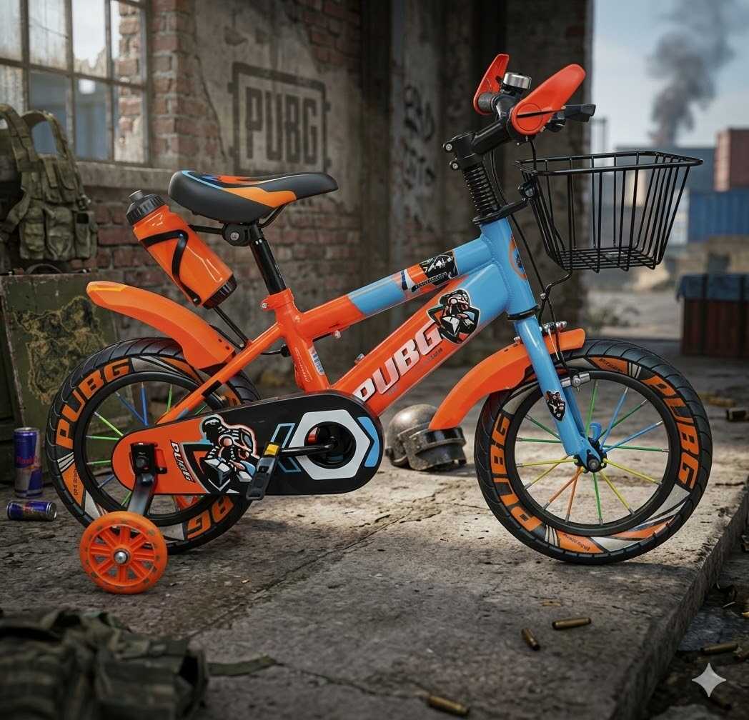 PUBG 5110 12" Gyerek Kerékpár – Kosárral és Világító segédkerekekkel