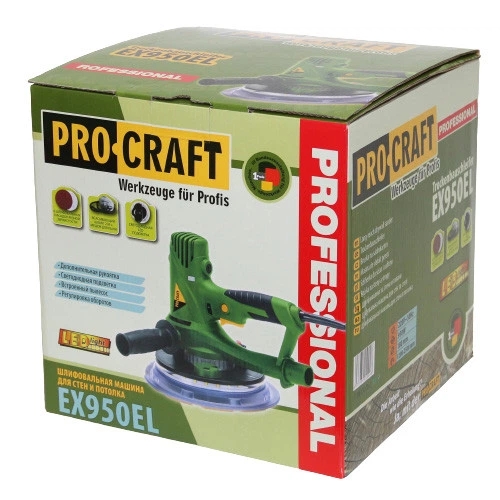 Elektromos Fal- és Mennyezetcsiszoló 180mm 950W (LED + Porzsák) EX950EL PROCRAFT - Image 2