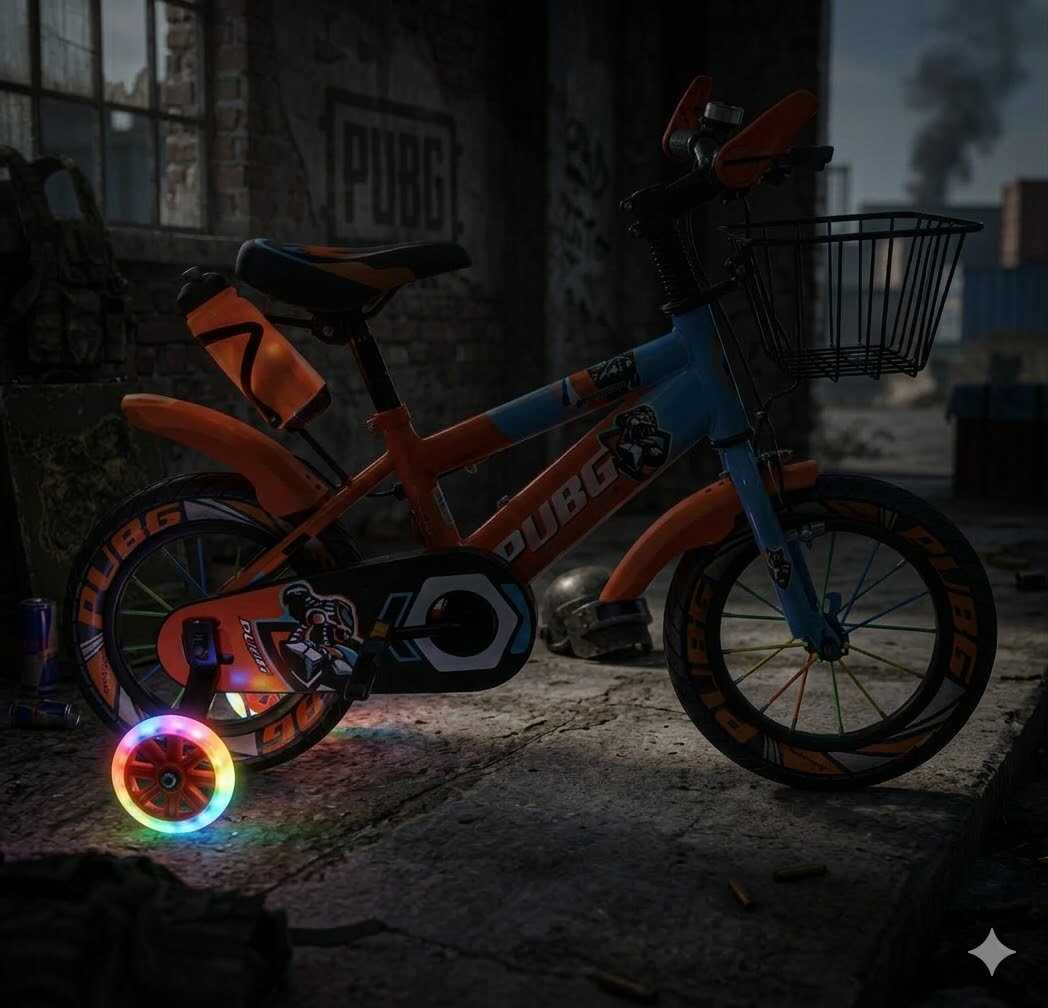 PUBG 5110 12" Gyerek Kerékpár – Kosárral és Világító segédkerekekkel