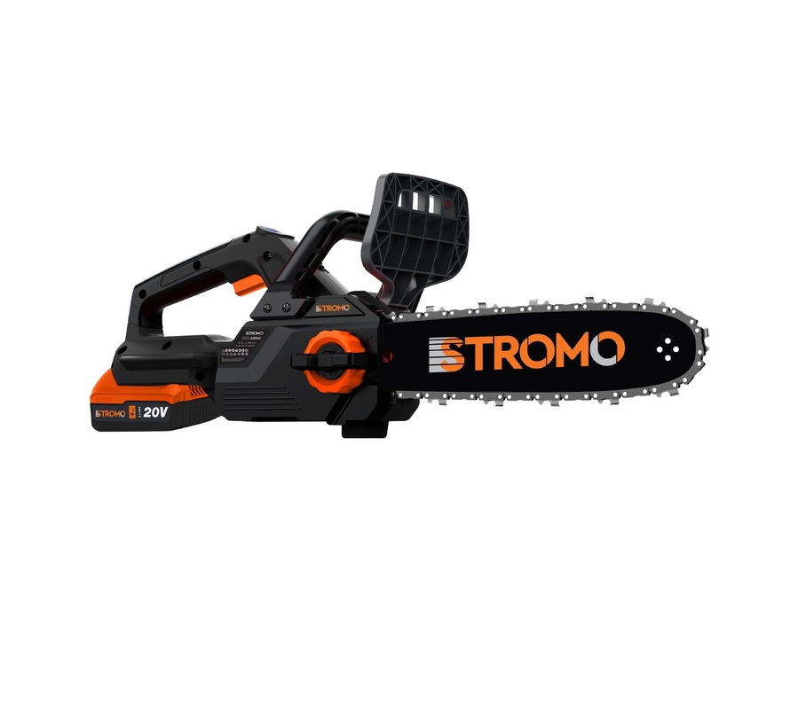 Professzionális Akkumulátoros Láncfűrész 20V, 30 cm (12") vágóhosszal, szénkefe nélküli motorral, 4 Ah akkumulátorral és töltővel STROMO AAS-44