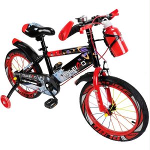 Ouleiqo YY10 18" Gyerek Bicikli – Piros Űrhajós dizájn, Világító kerekekkel