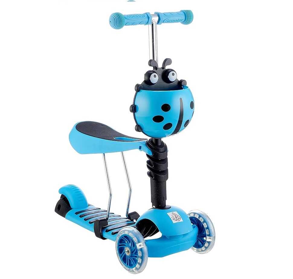 3 az 1-ben katicás gyermek roller ,világító kerekekkel és levehető üléssel , kék
