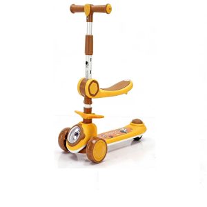 GroMax 2-az-1-ben Tanuló Gyermekroller és Kismotor – Ahol a Móka és a Fejlődés Találkozik Barna színben