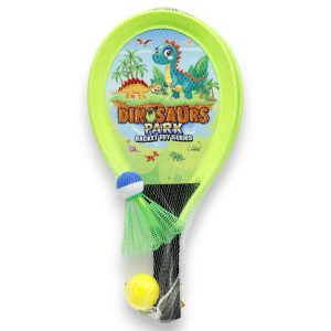 Dinós teniszűtő szett labdával és tollaslabdával -Vár a dinókaland