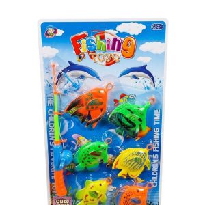 Műanyag horgászkészlet 6 db halacskával és 1 darab bottal