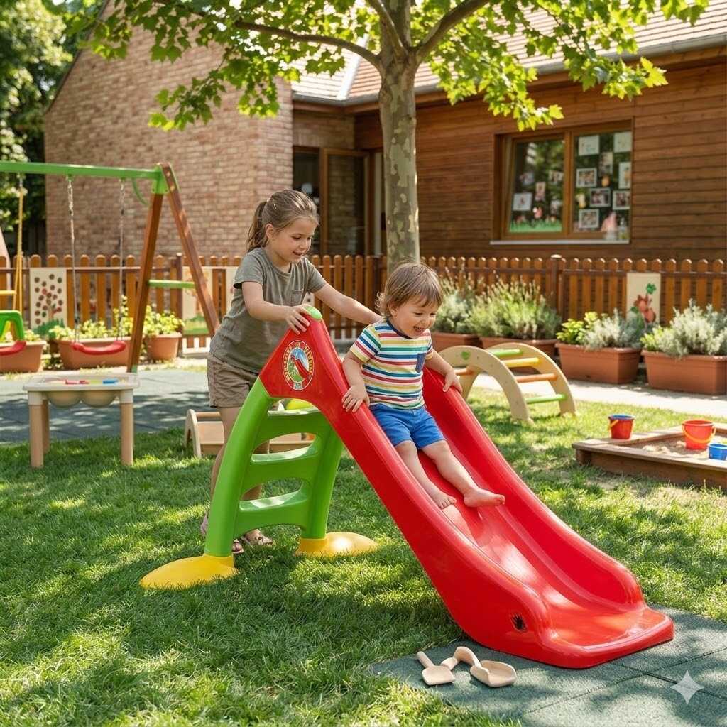 MŰanyag kerti csúszda -piros - 136 x 72 x 85 cm - Image 6