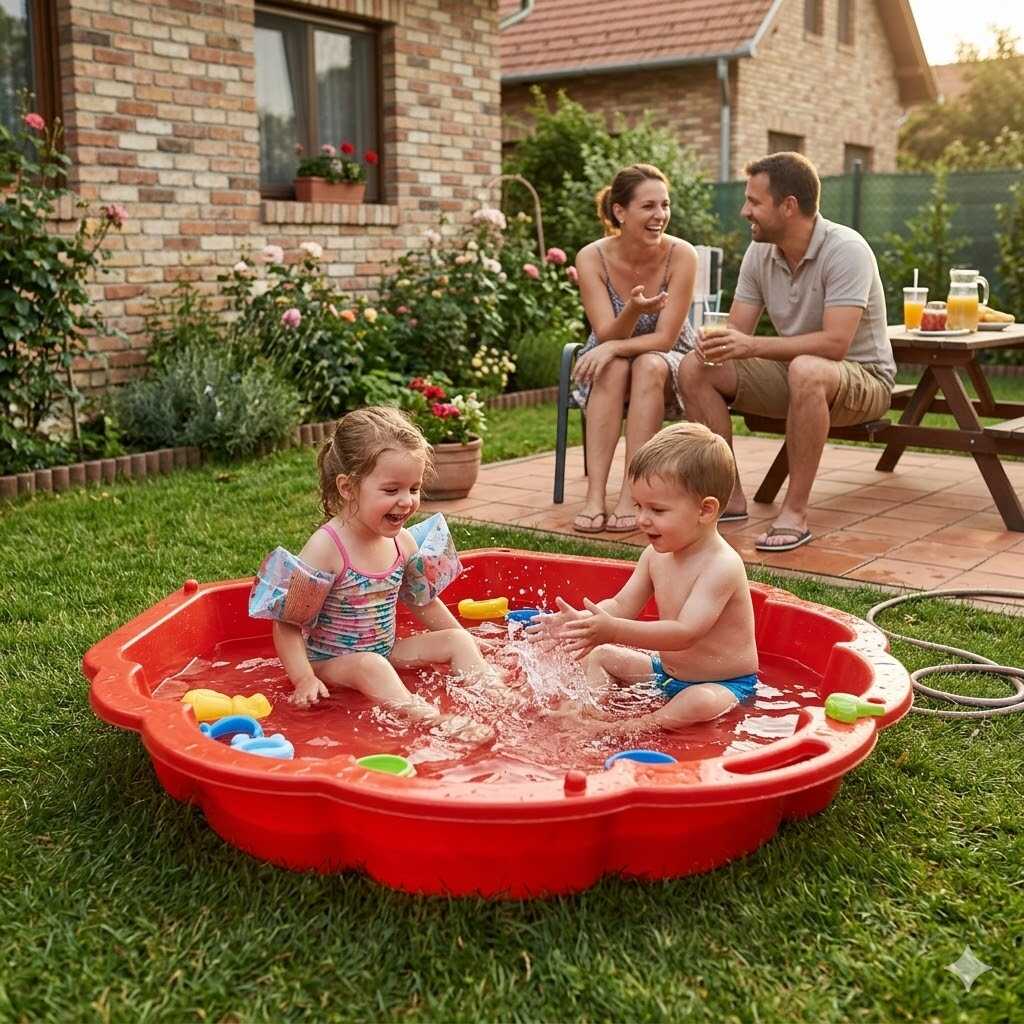 Kagyló homokozó / medence piros , 107 × 79 × 8 cm - Image 2