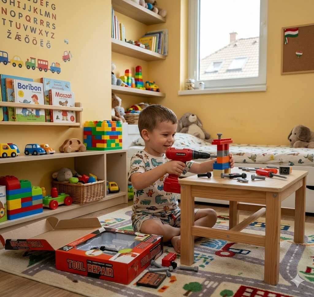 Profi akkumulátoros játék fúrógép készlet cserélhető fejekkel - Image 2