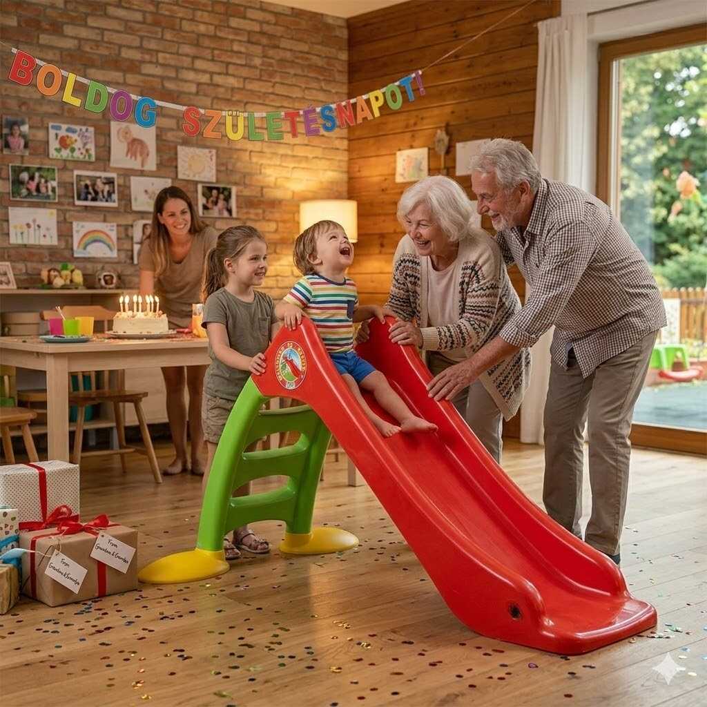 MŰanyag kerti csúszda -piros - 136 x 72 x 85 cm - Image 7