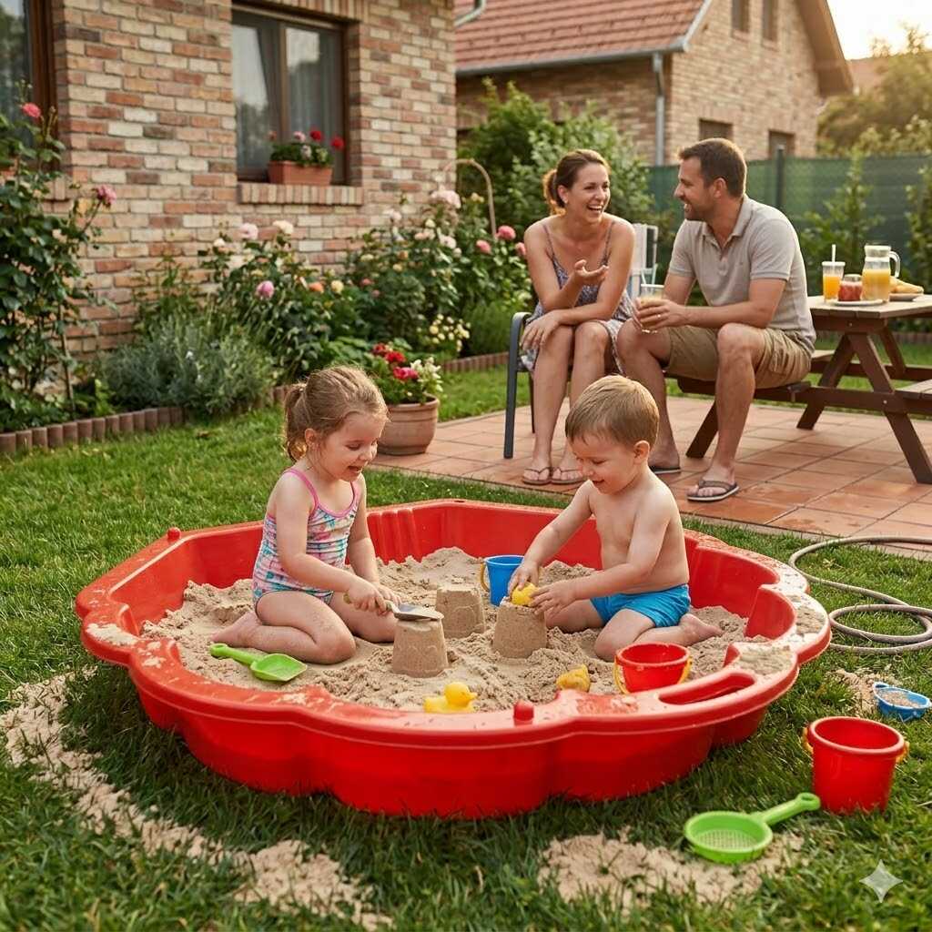 Kagyló homokozó / medence piros , 107 × 79 × 8 cm - Image 3