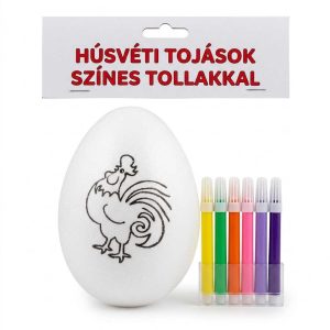 Húsvéti kreatív Festhető tojás 6 db színes filccel , 10 cm