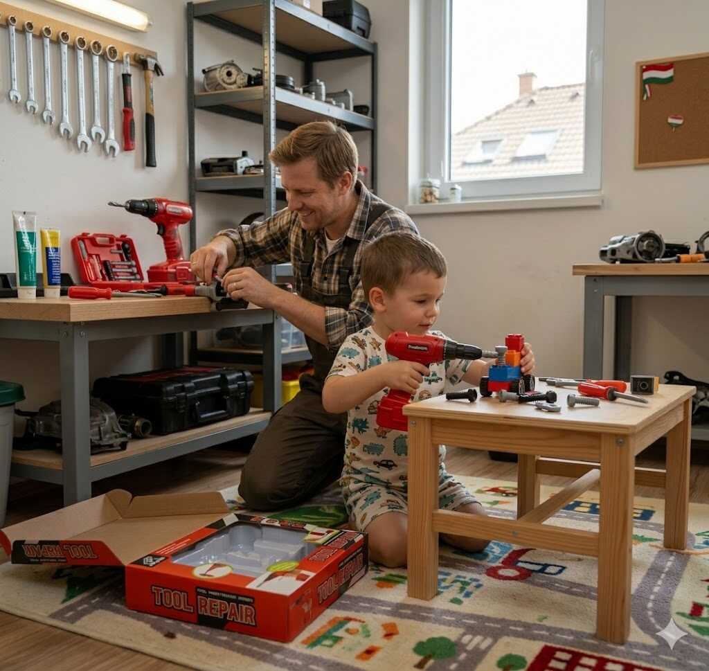 Profi akkumulátoros játék fúrógép készlet cserélhető fejekkel - Image 3