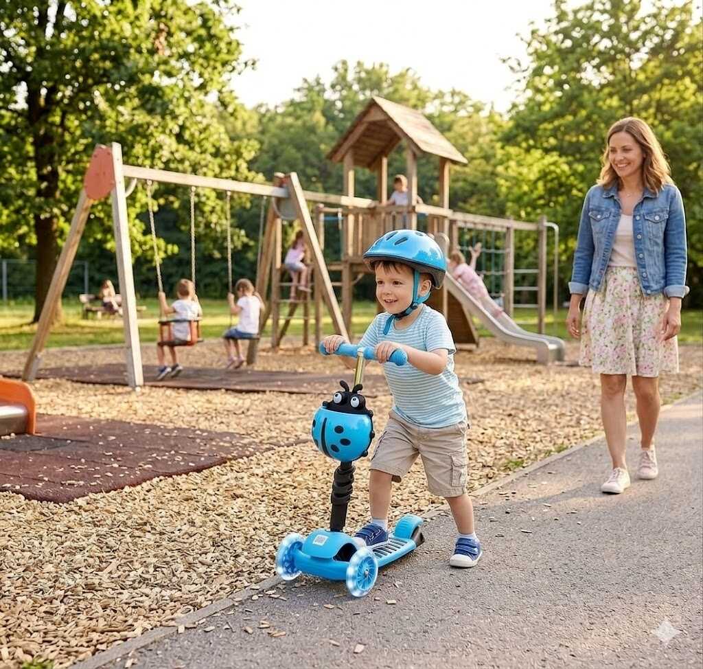 3 az 1-ben katicás gyermek roller ,világító kerekekkel és levehető üléssel , kék - Image 7