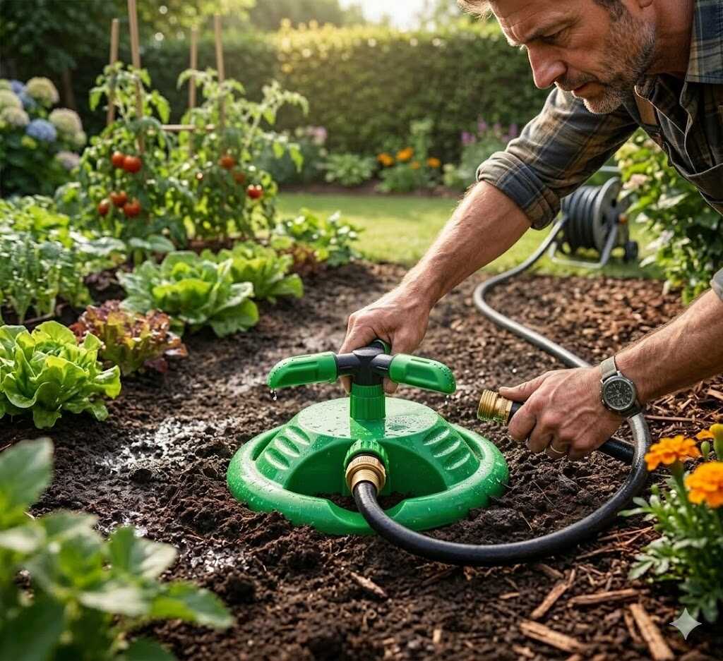 Kerti körforgó esőztető stabil talppal 3 karos automata locsolófej 220mm Kmt TOOLS - Image 3