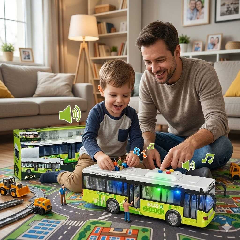 Városi autóbusz fény és hanghatásokkal , 28,5 cm - Image 4