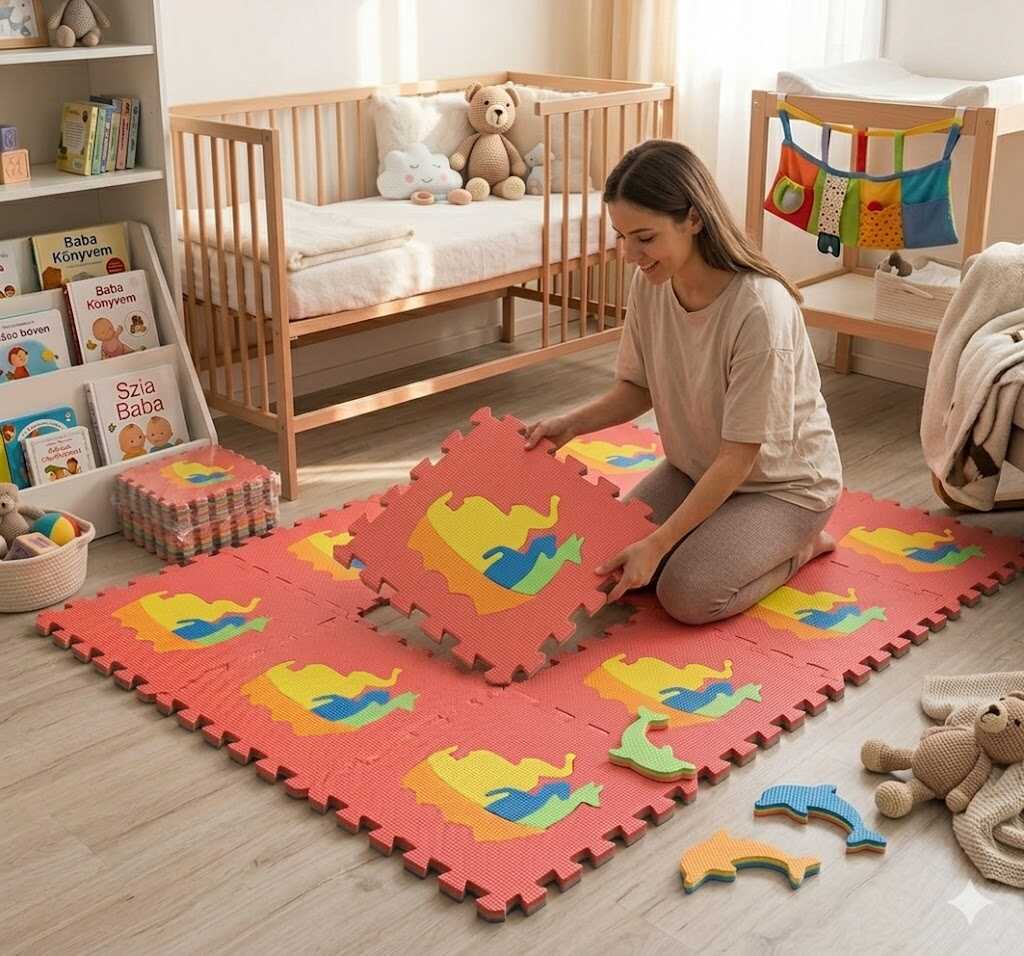 Pihe puha habszivacs szőnyeg gyerekeknek , 10 db -os ,29 ×29×1 cm - Image 4