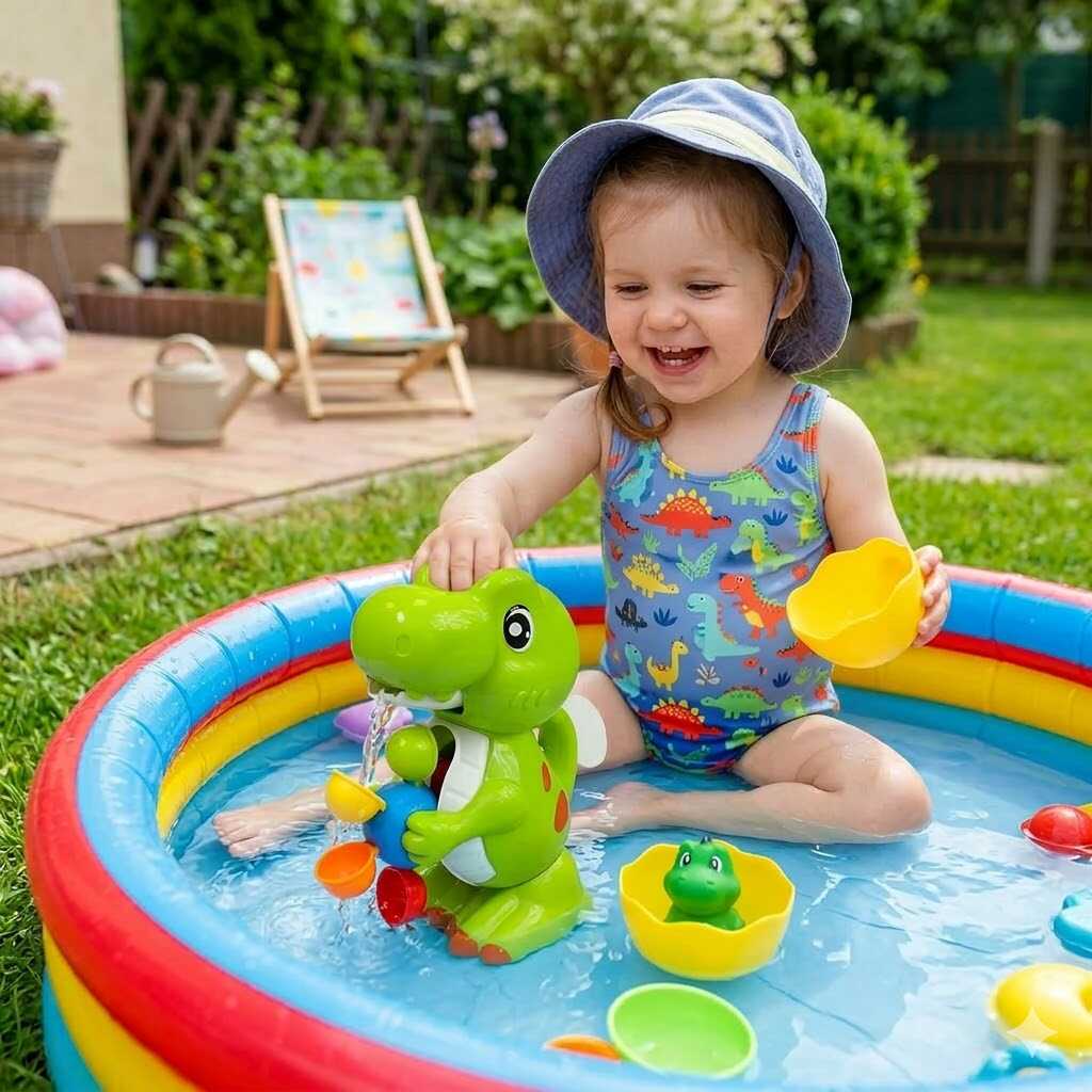 Műanyag dinoszaurusz vizimalom fürdőjáték , 12 hónapos kortól - Image 6