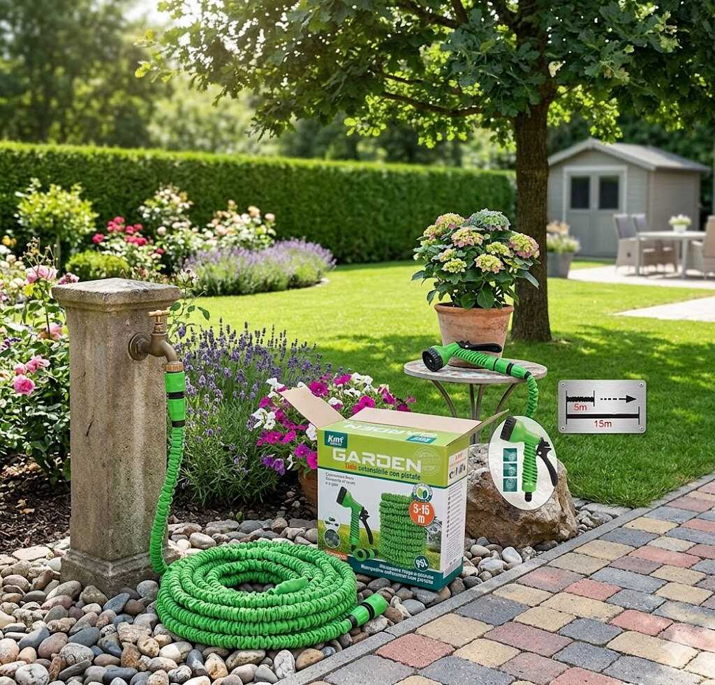 Mágikus rugalmas locsolótömlő készlet szórófejjel 5m - 15m Kmt TOOLS - Image 4