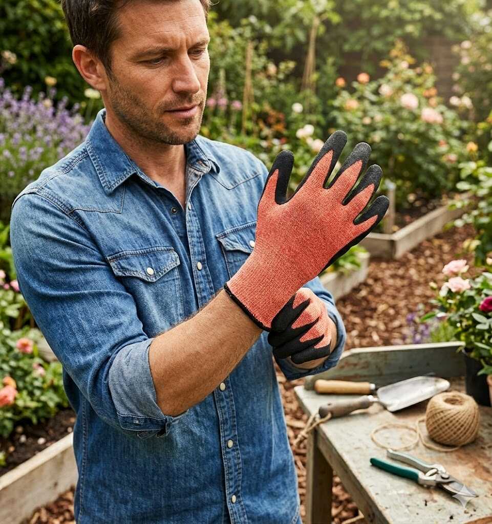 Mártott kerti munkavédelmi kesztyű latex tenyérrel L-es méret Kmt TOOLS - Image 4