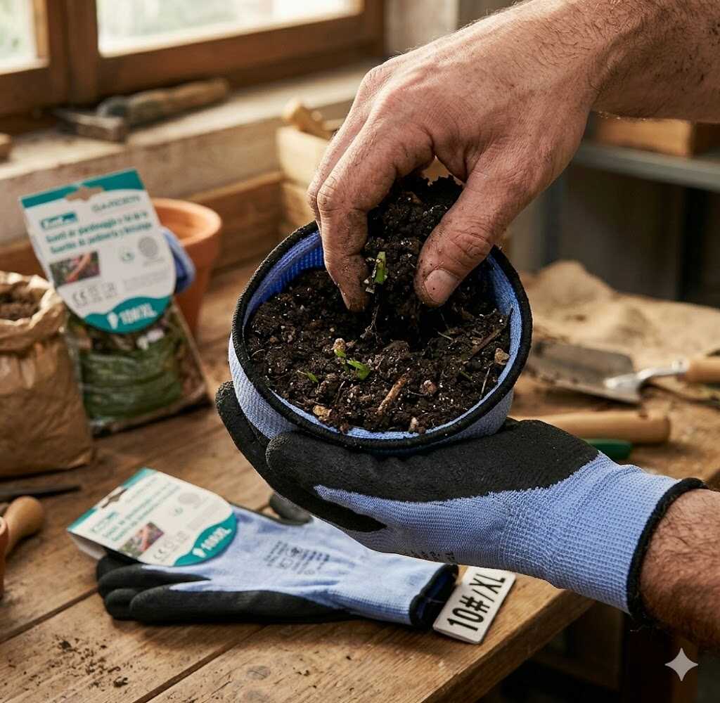 Mártott kerti munkavédelmi kesztyű latex tenyérrel XL-es méret Kmt TOOLS - Image 4