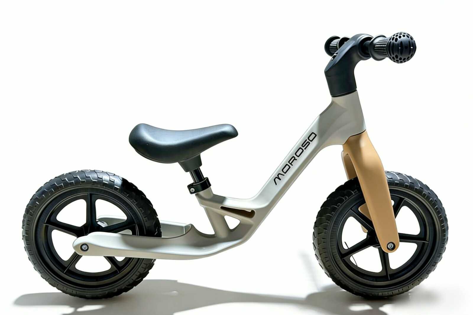 Gyerek futóbicikli 10” – ultrakönnyű tanulóbicikli 2–5 éveseknek, bézs-szürke – Moroso