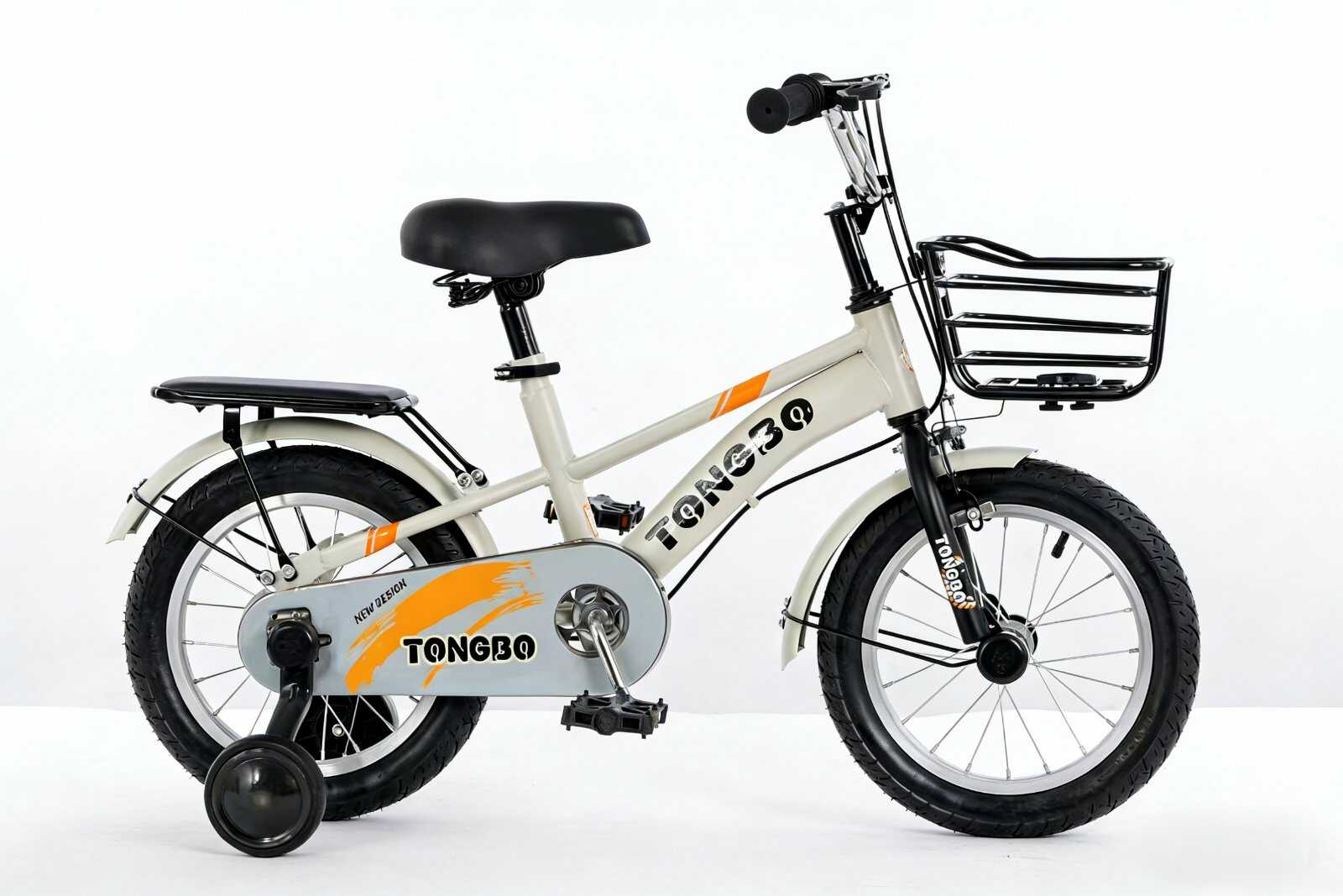 Prémium gyermek kerékpár 16” – professzionális junior modell extra felszereltséggel, szürke-narancs – Tongbo
