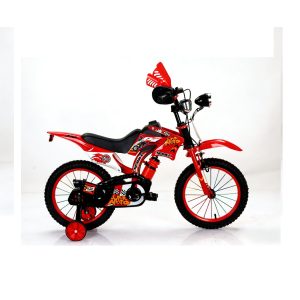 Super Moto 16" Gyerek Kerékpár – Motocross dizájn, Segédkerekekkel piros színben