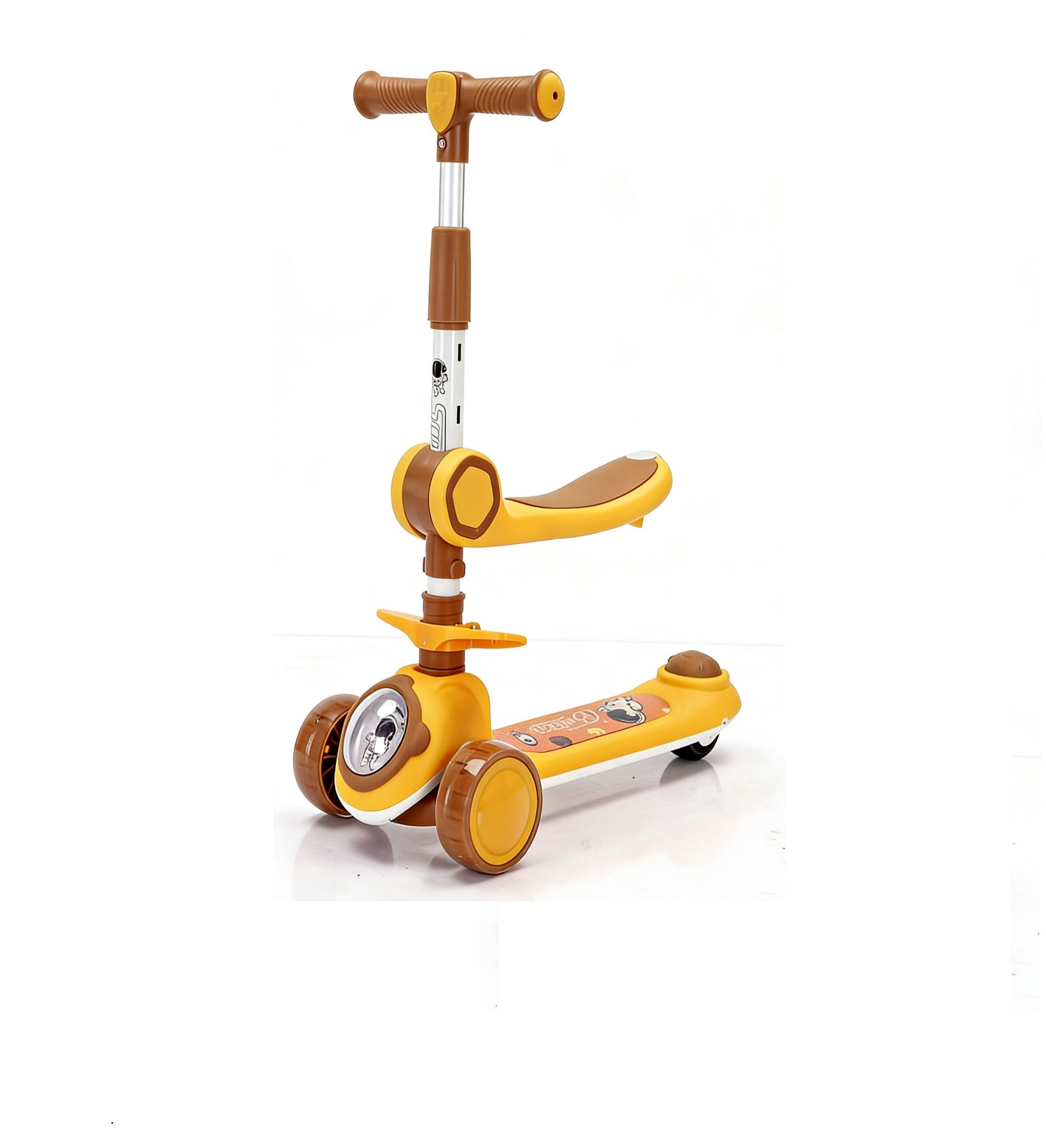 GroMax 2-az-1-ben Tanuló Gyermekroller és Kismotor – Ahol a Móka és a Fejlődés Találkozik Barna színben - Image 6