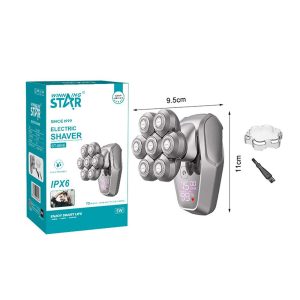 7D professzionális vízálló elektromos hajnövesztő fejborotva és hajvágó LCD kijelzővel 11x9,5 cm Winning Star