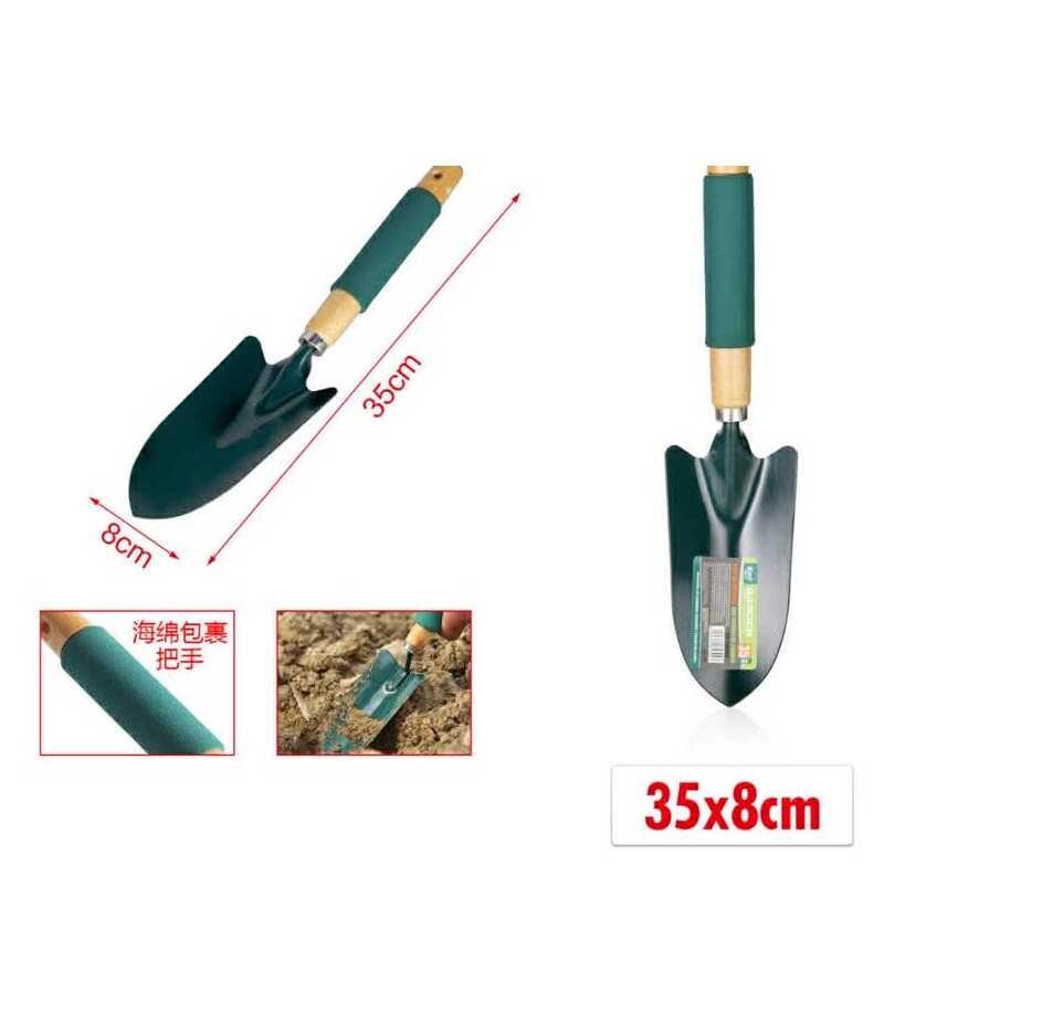 Kerti kézi ültetőlapát szivacsos markolattal és fa nyéllel 35cm Kmt TOOLS