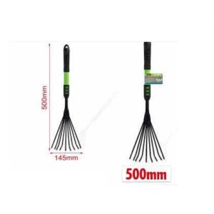 Hosszított kerti kézi lombseprű és legyezőgereblye rugalmas acél fogakkal 500mm Kmt TOOLS