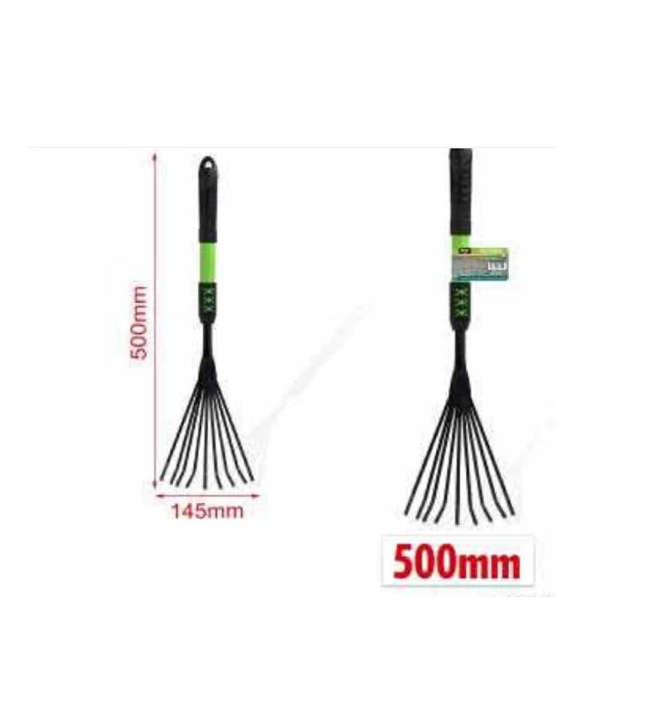 Hosszított kerti kézi lombseprű és legyezőgereblye rugalmas acél fogakkal 500mm Kmt TOOLS