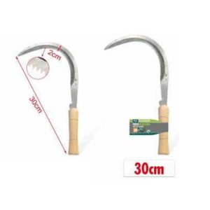Kerti kézi sarló hosszú recézett pengével és fa nyéllel 30cm Kmt TOOLS