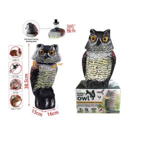 Madárriasztó műanyag bagoly figura mozgó fejjel 38,5cm Kmt STYLE